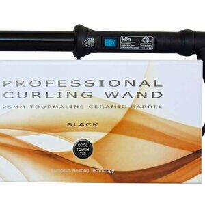 HSK #24 25MM BLACK TOURMALINE CERAMIC BARREL HAIR CURLER